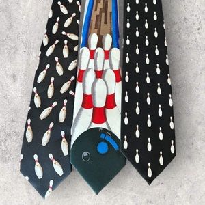 Bowling Themed Fun Tie Gift Set of 3 Discount Shipping!